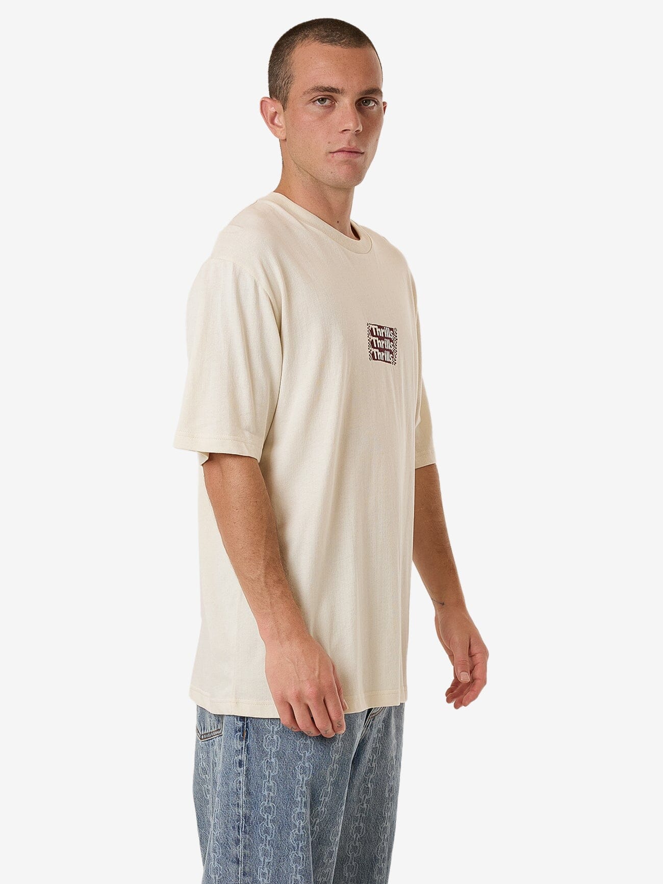 Distortion Oversize Fit Tee - Heritage White XS