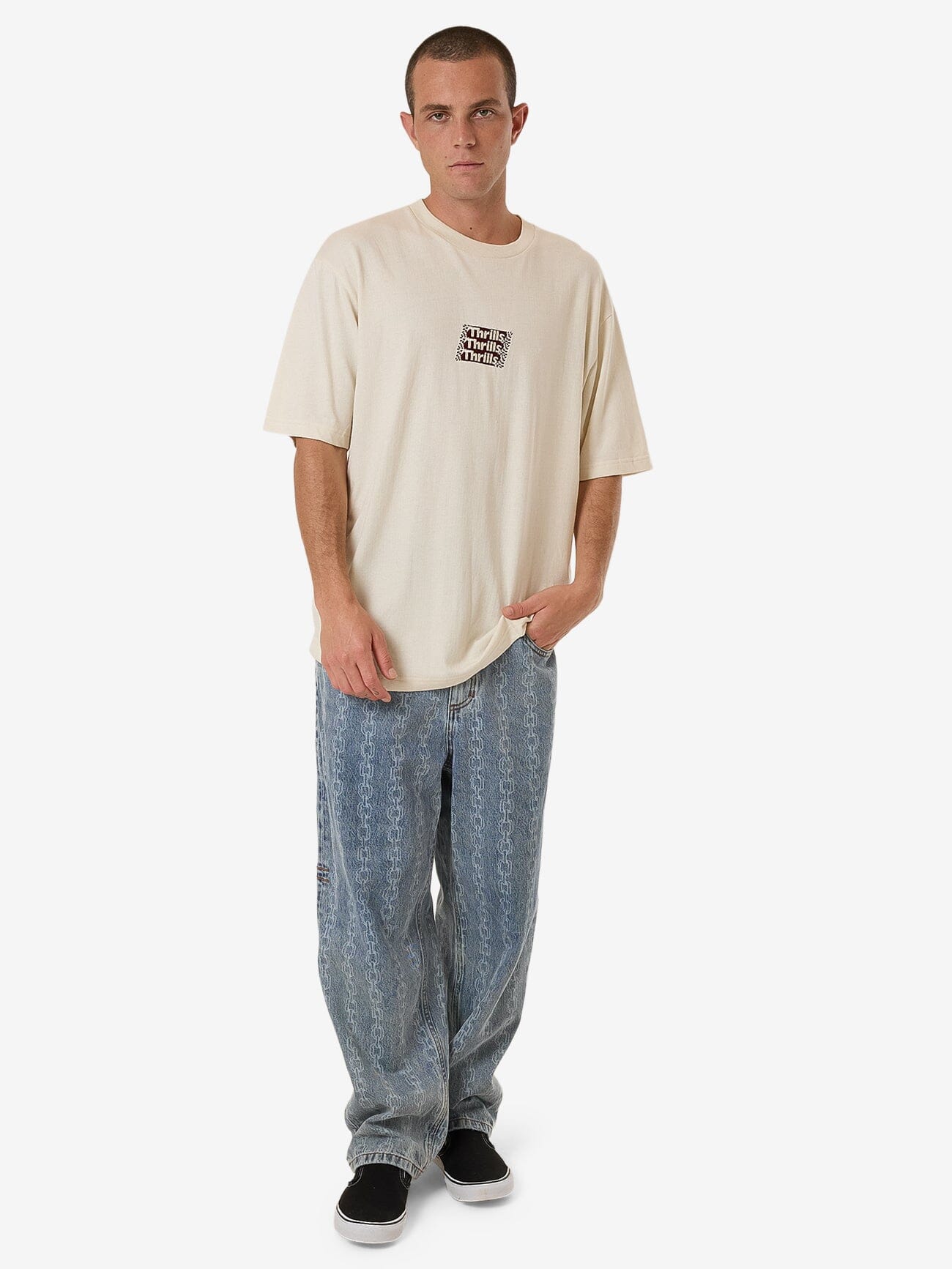 Distortion Oversize Fit Tee - Heritage White XS