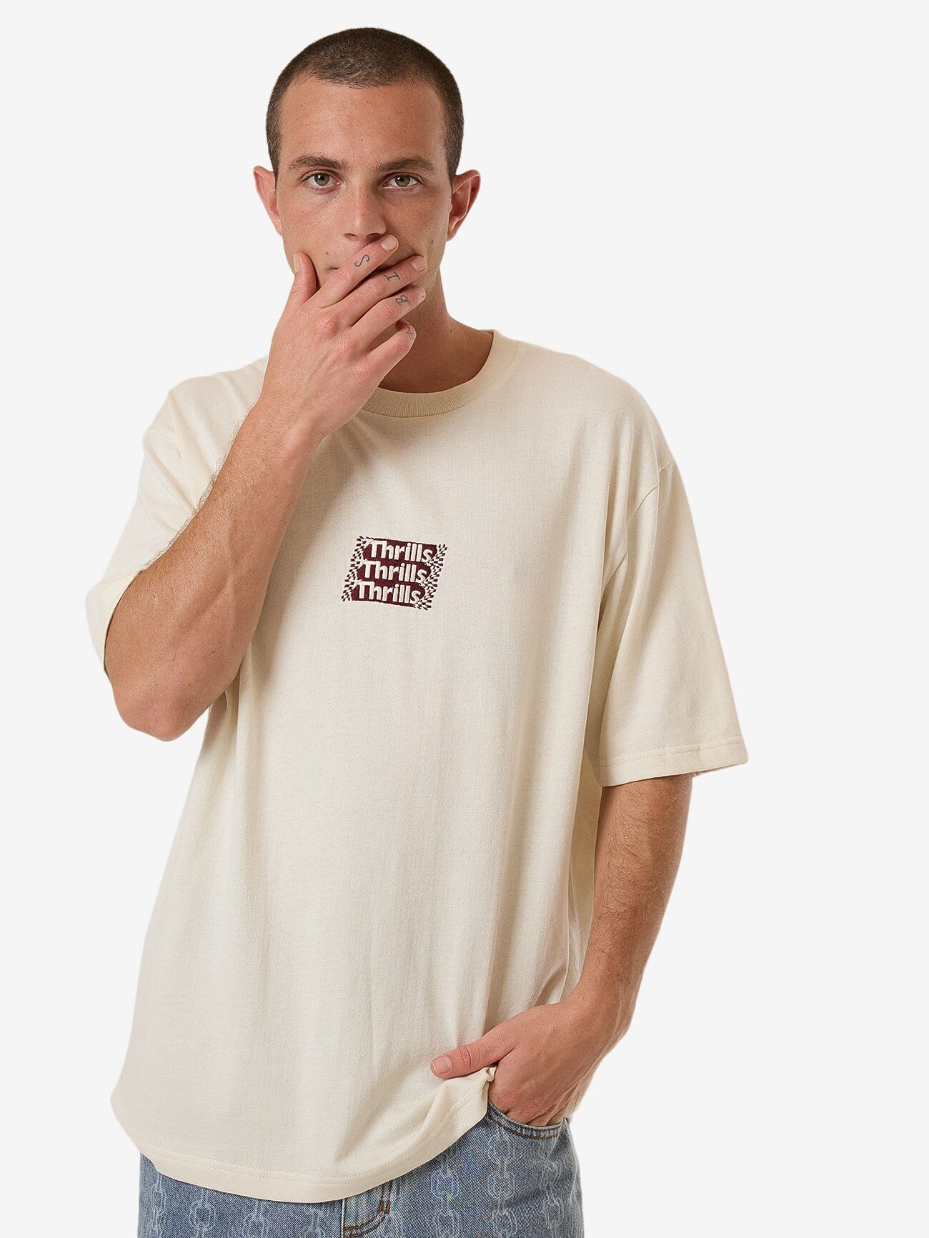 Distortion Oversize Fit Tee - Heritage White XS