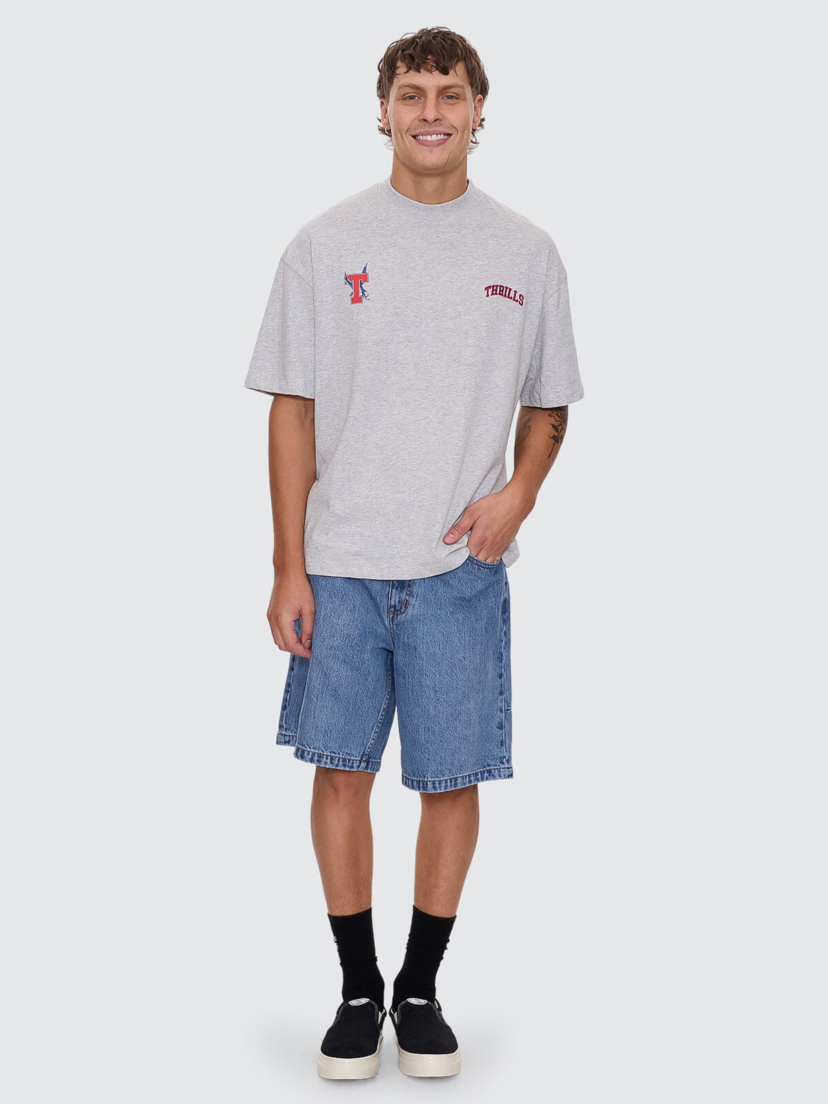 Roosevelt Box Fit Oversize Tee - Snow Marle