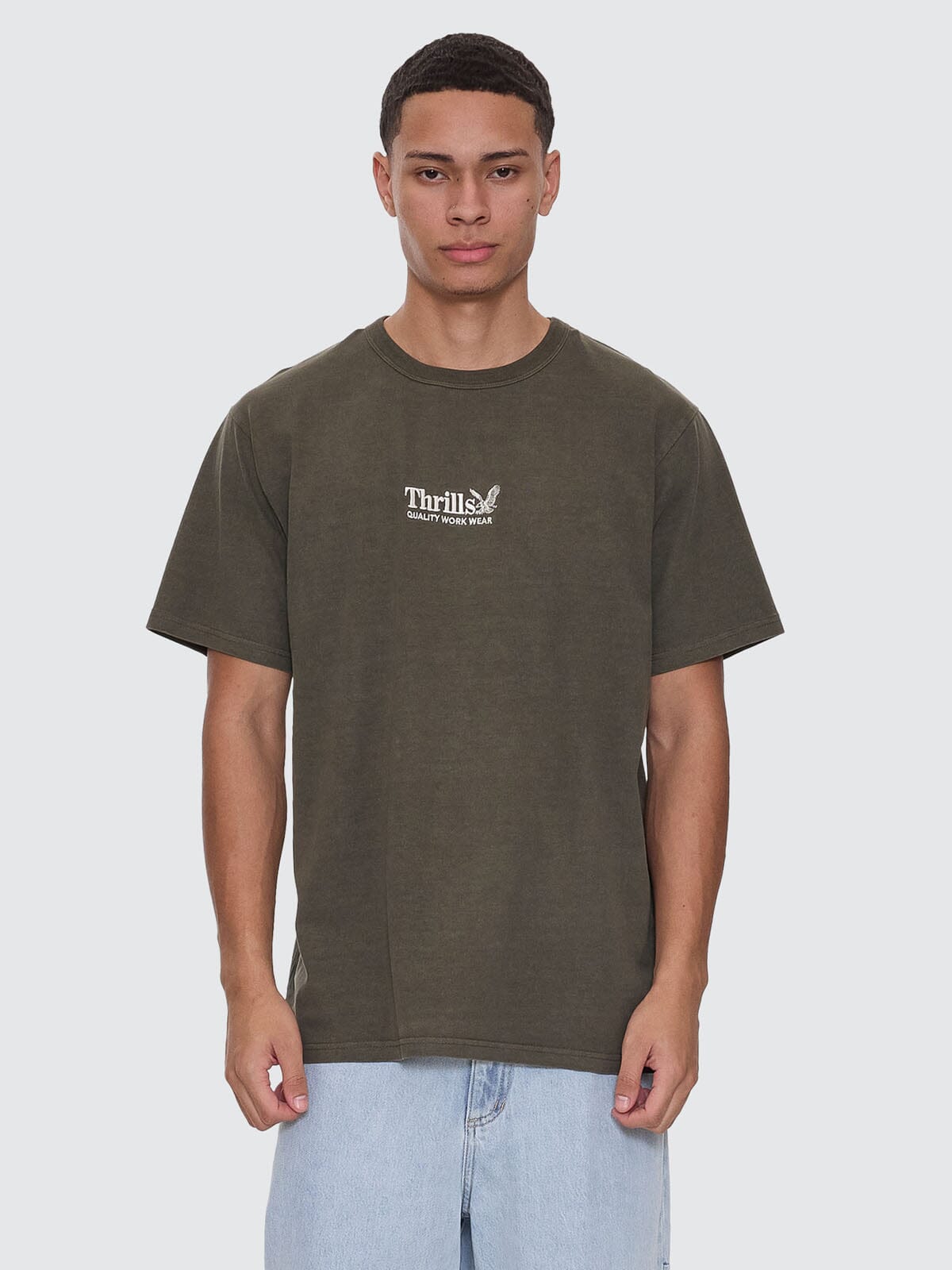 Thrills Workwear Embro Merch Fit Tee - Grape Leaf