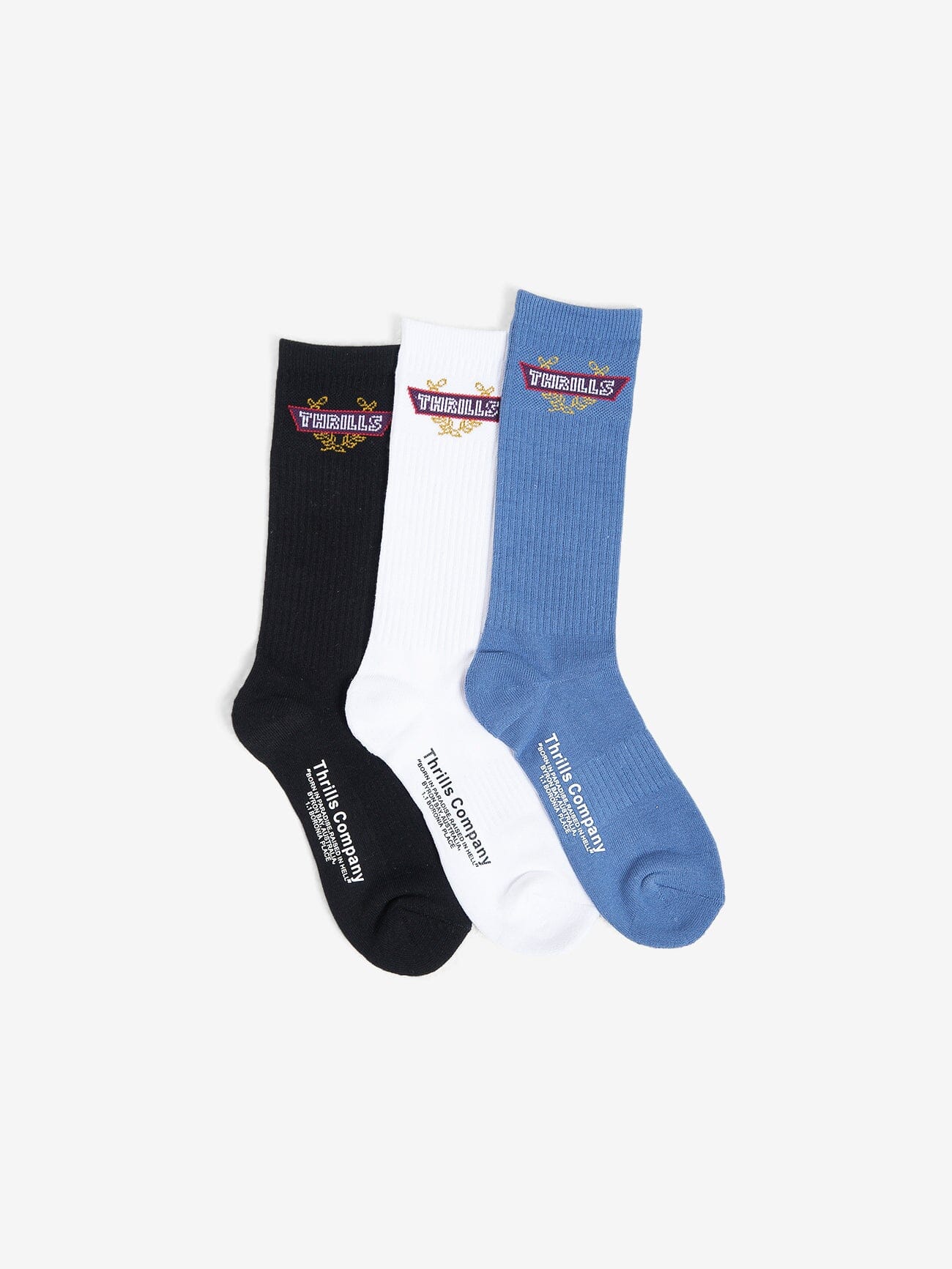 Built For Speed 3 Pack Sock - Merch Black - White - Bijou Blue One Size