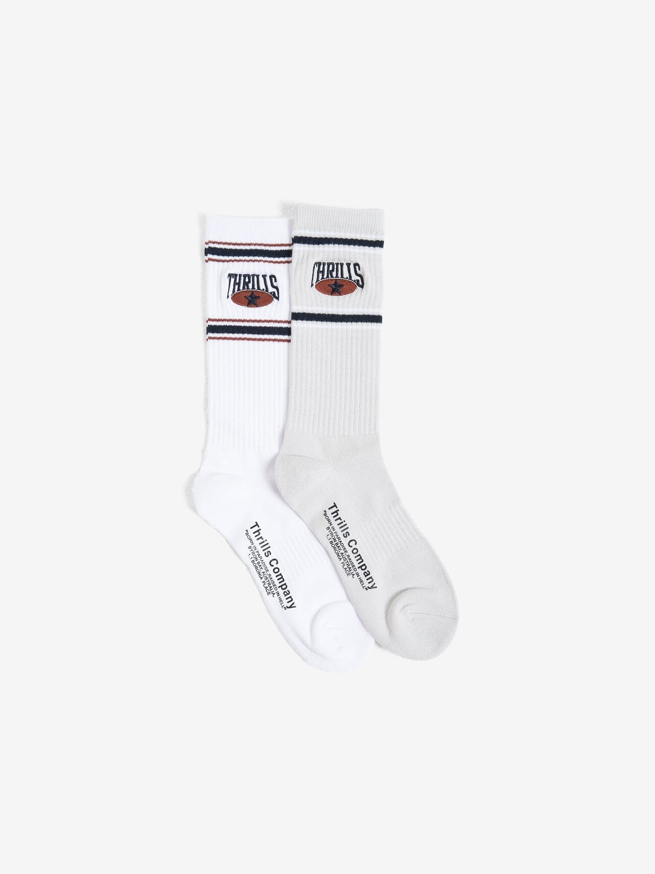 Full Ride 2 Pack Sock - White - Quiet Grey One Size
