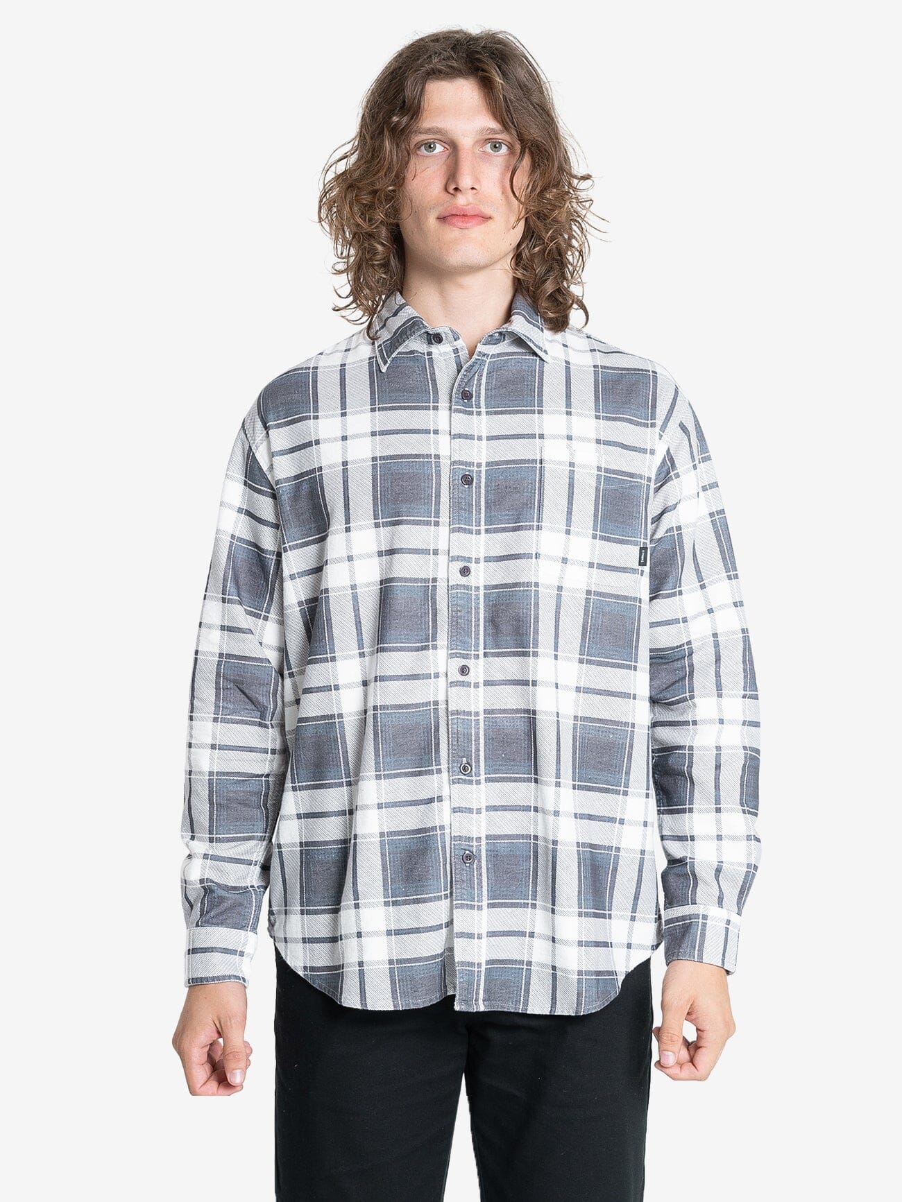 Thrills Union Check Flannel - Dark Charcoal XS