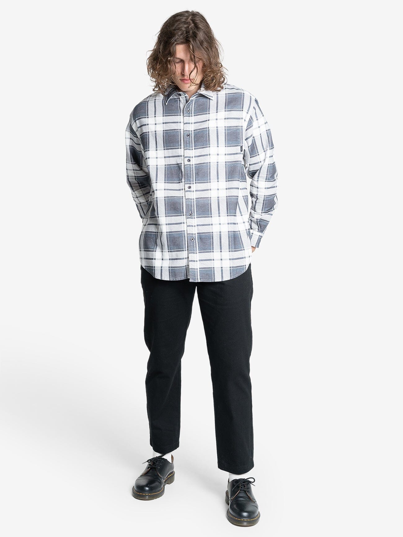 Thrills Union Check Flannel - Dark Charcoal XS