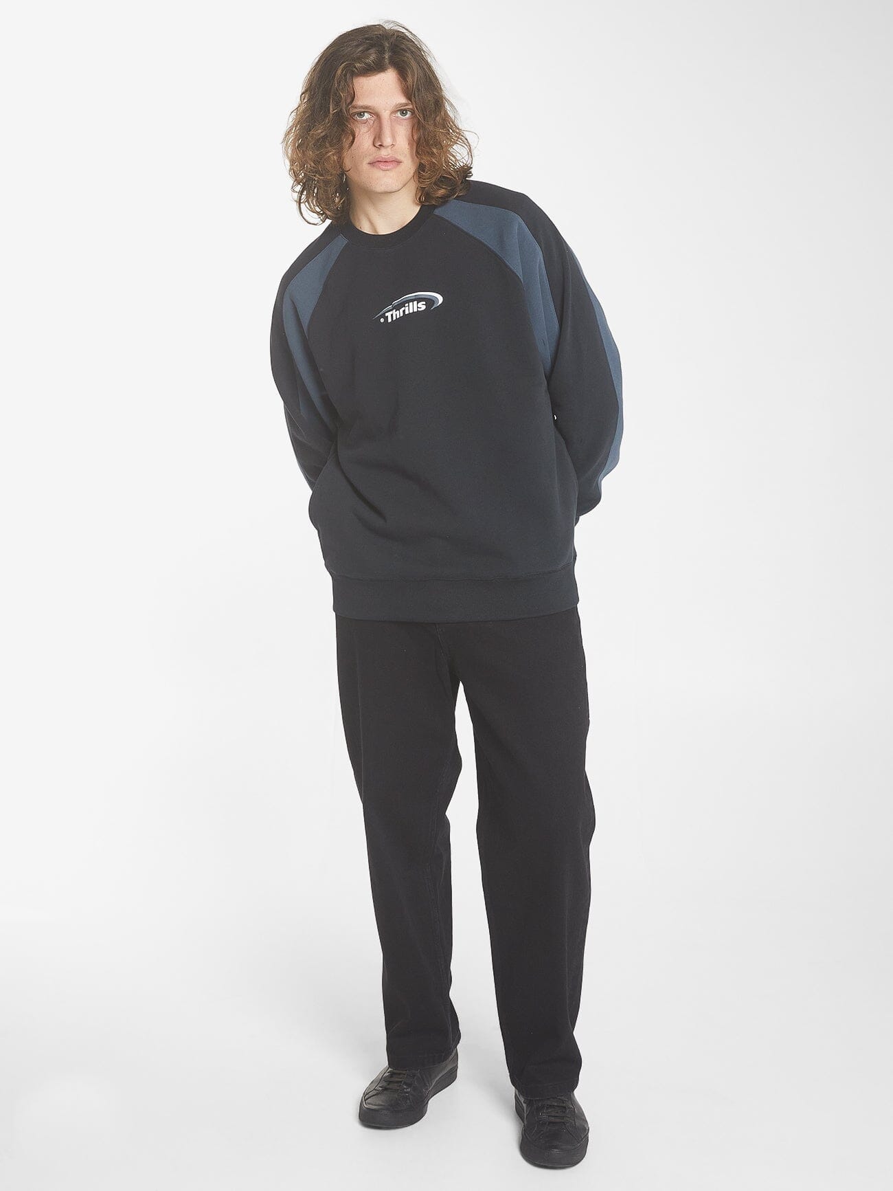 Sphere Oversize Raglan Crew - Washed Black XS