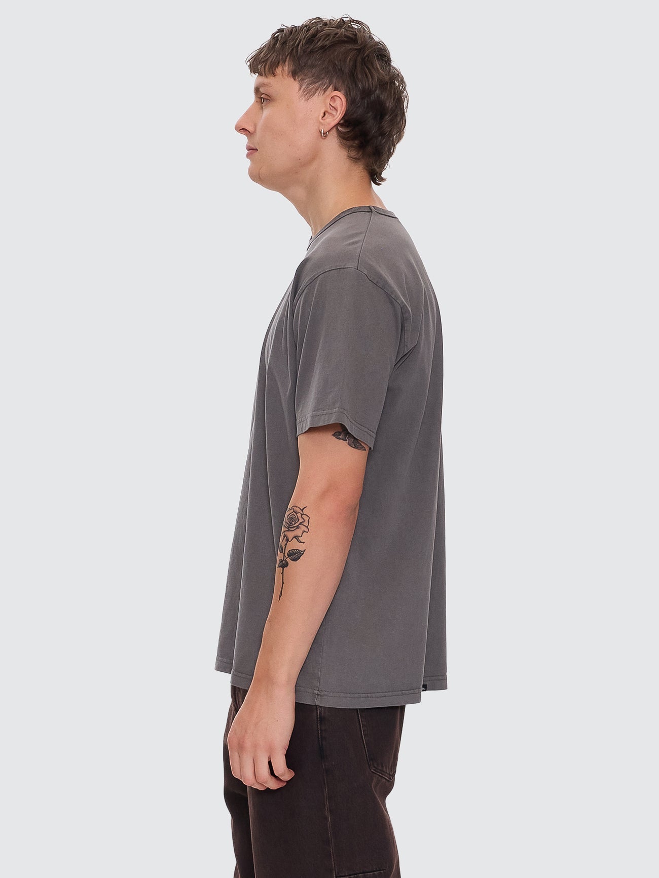 Thrills Workwear Embro Merch Fit Tee - Charcoal Rose XS