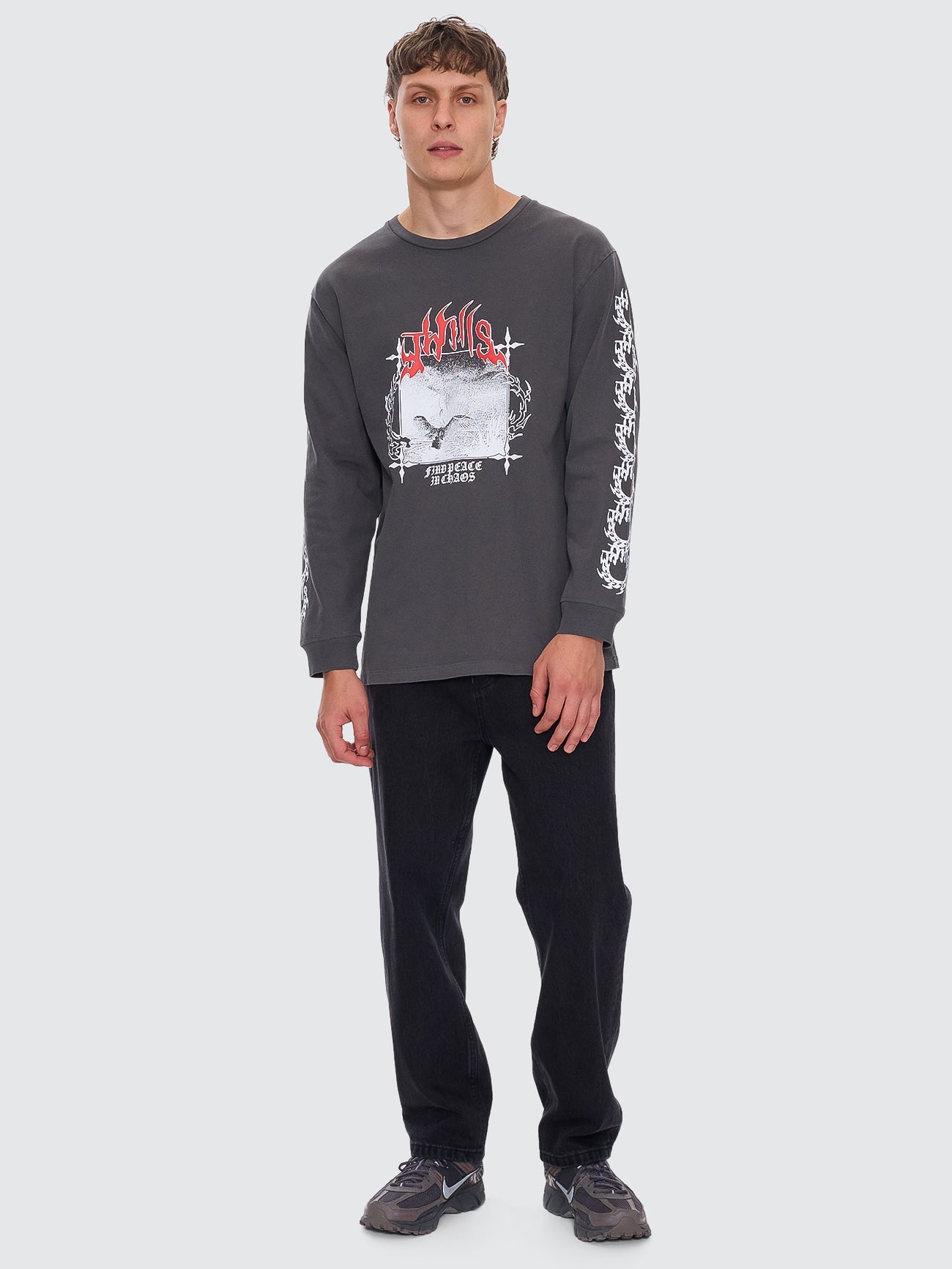 Peaceful Chaos Oversize Fit Long Sleeve Tee - Merch Black XS