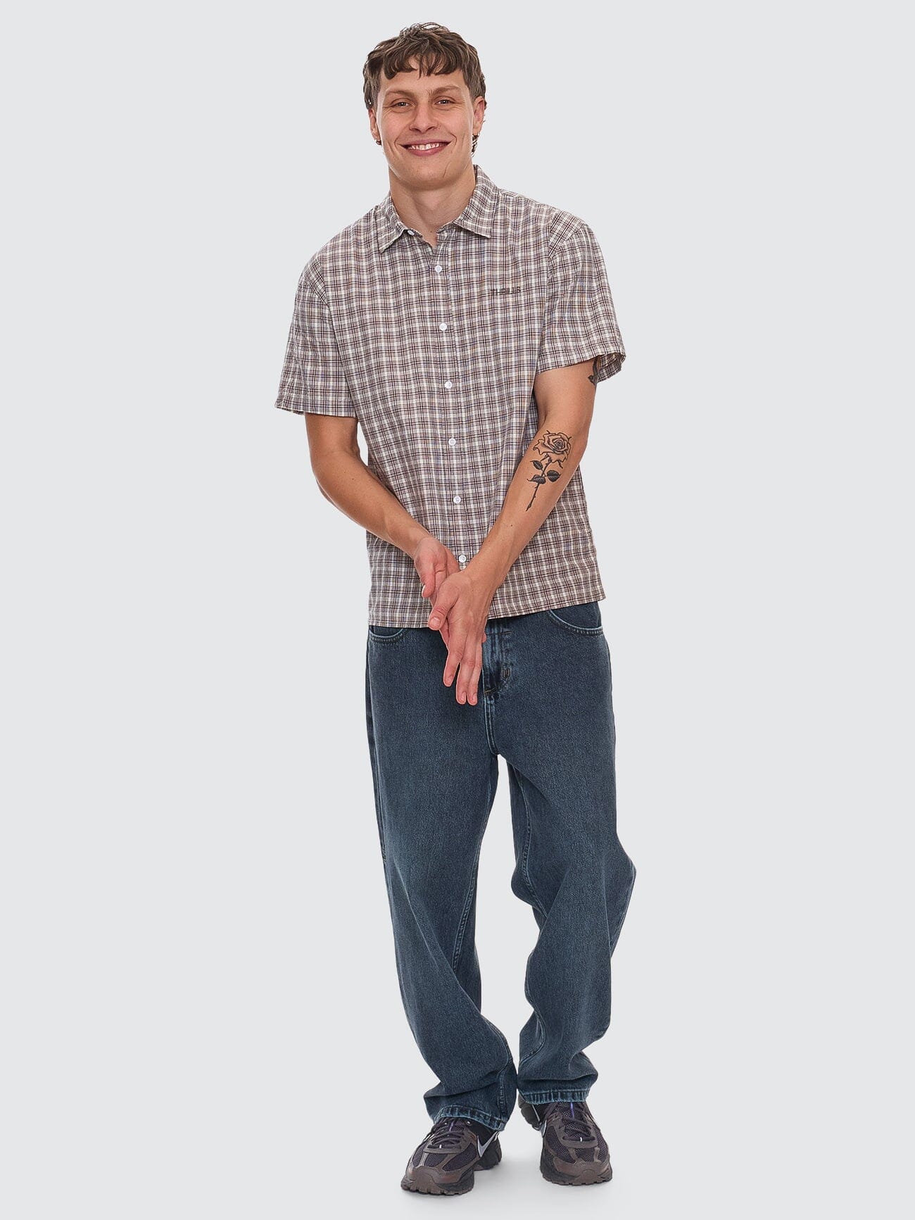 Adorned Check Short Sleeve Shirt - Java XS