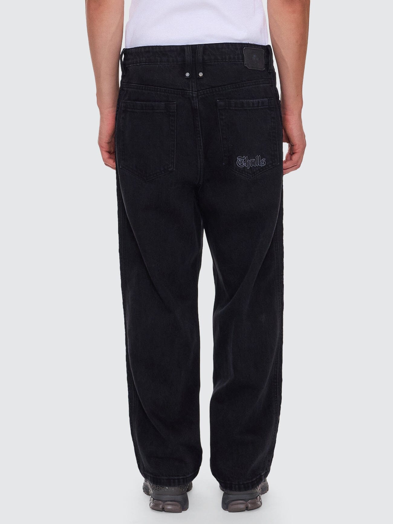 Lighten Up Big Slacker Baggy Cropped Denim Jean - Aged Black 26
