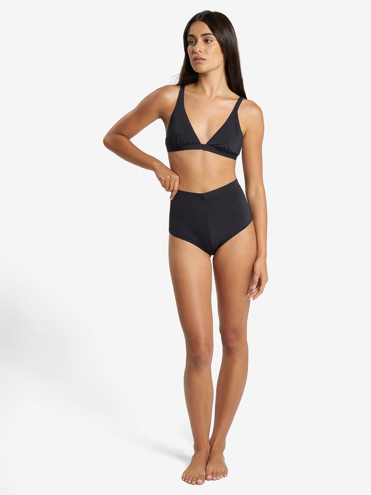 Thrills Elongated Tri Bikini Top - Black