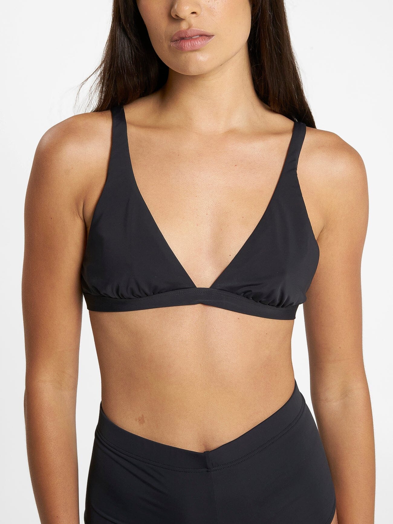 Thrills Elongated Tri Bikini Top - Black