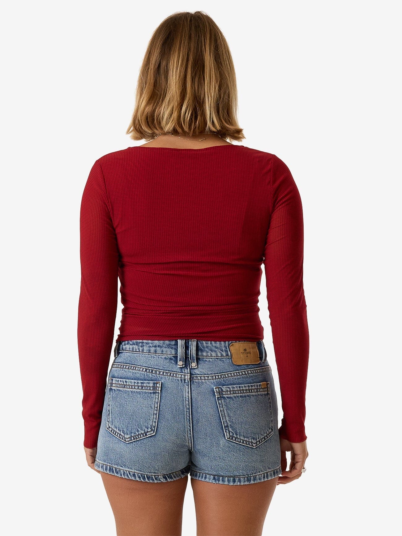 Levitation Long Sleeve Mesh Top - Red Dahlia