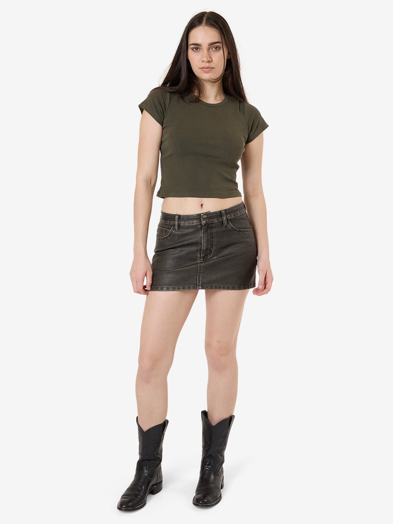 Female model wearing our Thrills standing against a plain studio background.