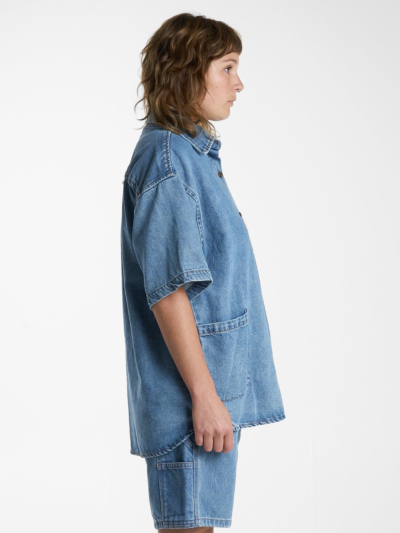 Hard Yakka X Thrills Short Sleeve Overshirt - Drill Blue