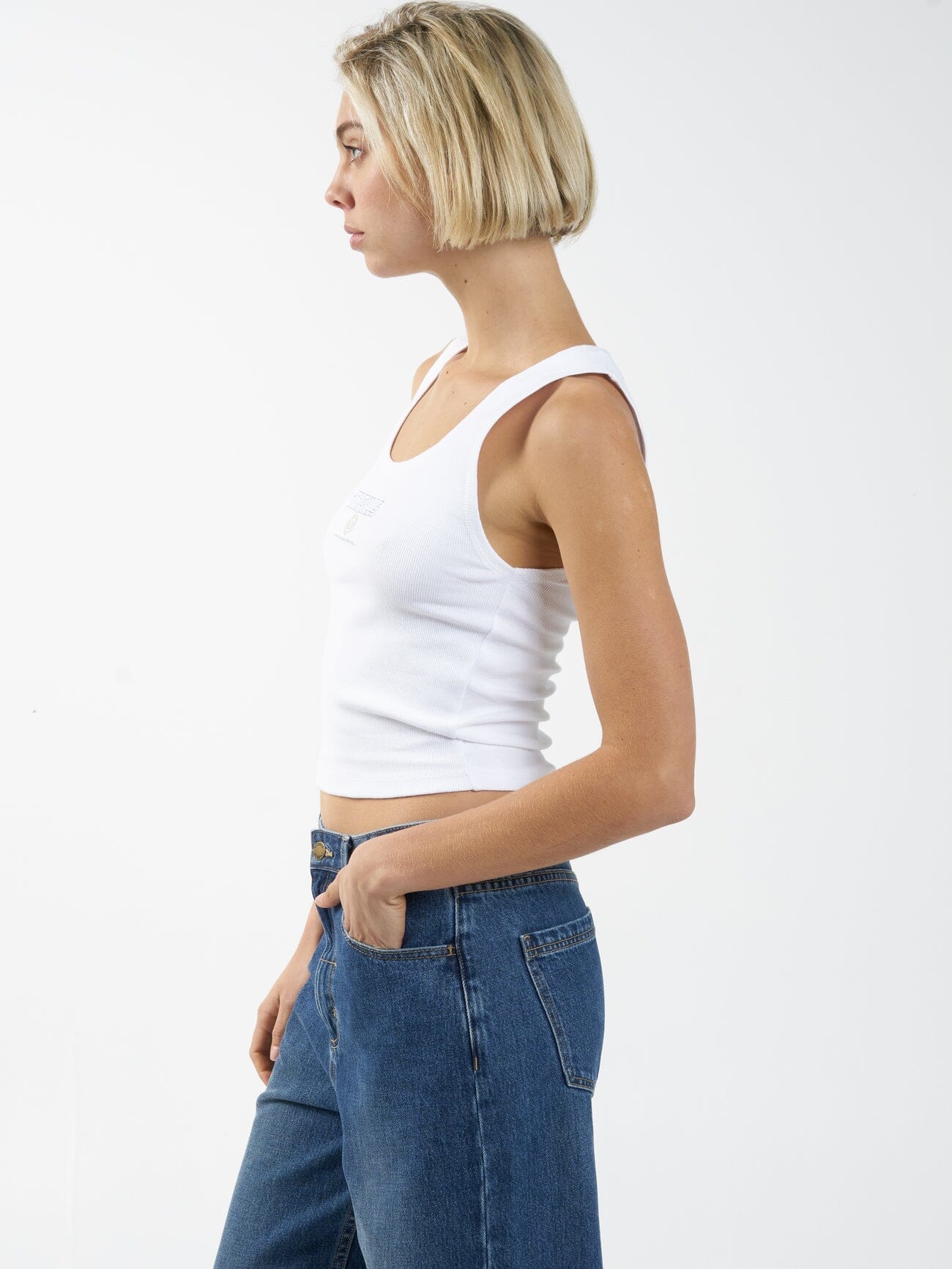 Gold Seal Rib Singlet - White