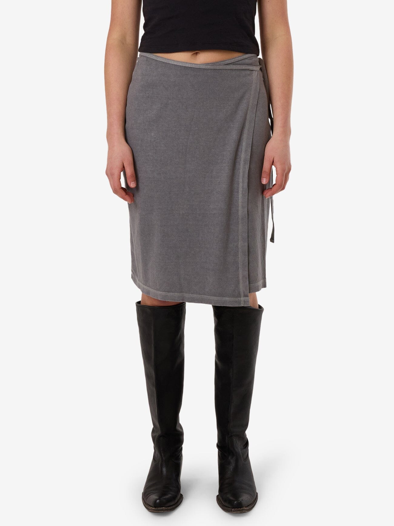 Hemp Wrap Midi Skirt - Grey Ash 4