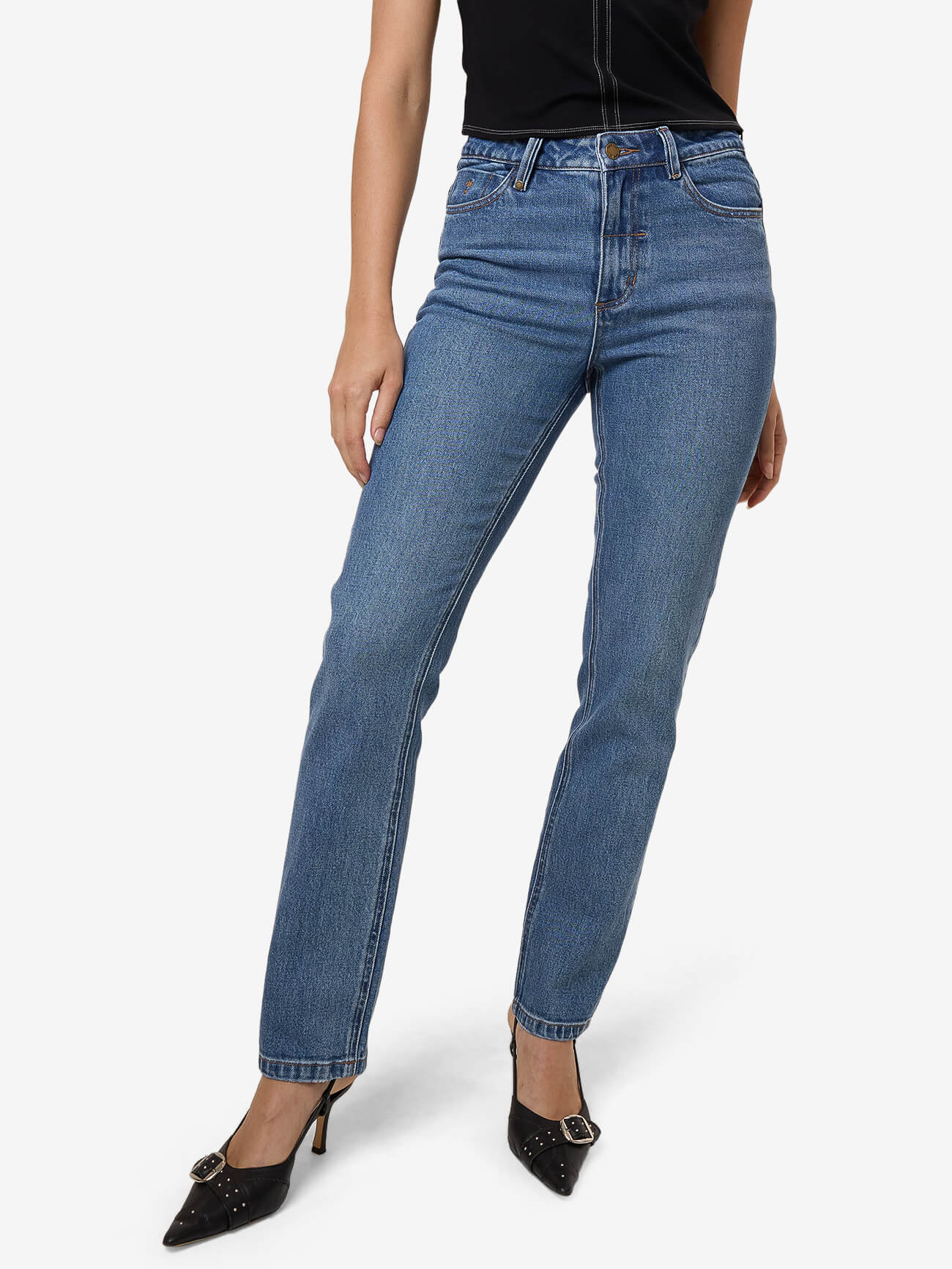 Nicole High Rise Stretch Straight Jean - Stoned Blues