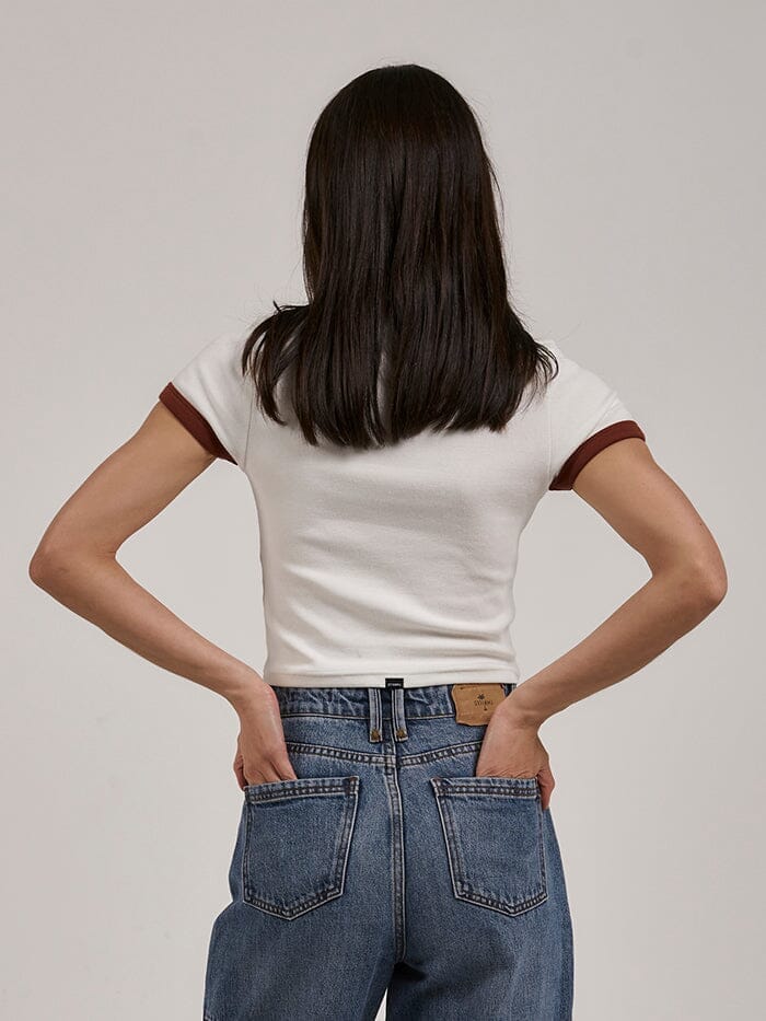 Riding in Paradise Y2K Ringer Tee - Dirty White