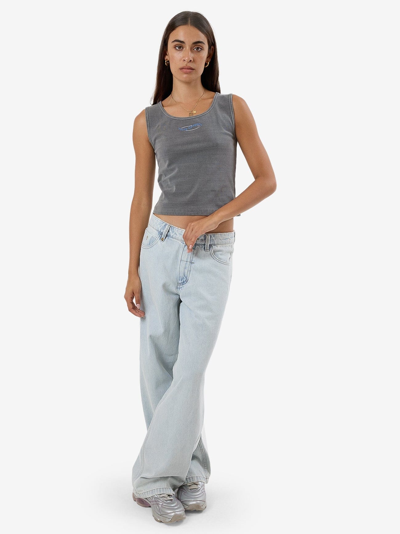 Meditation Y2K Tank - Washed Grey