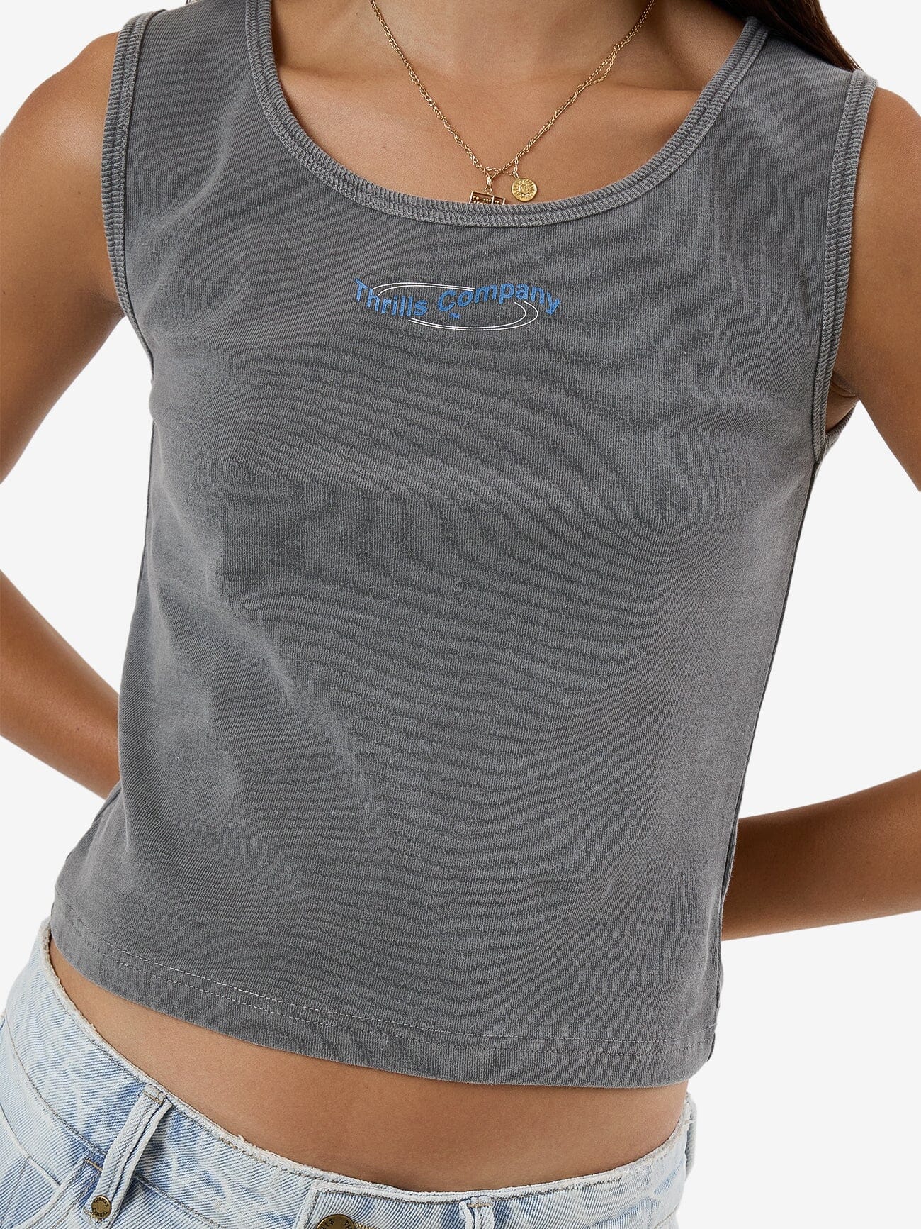 Meditation Y2K Tank - Washed Grey