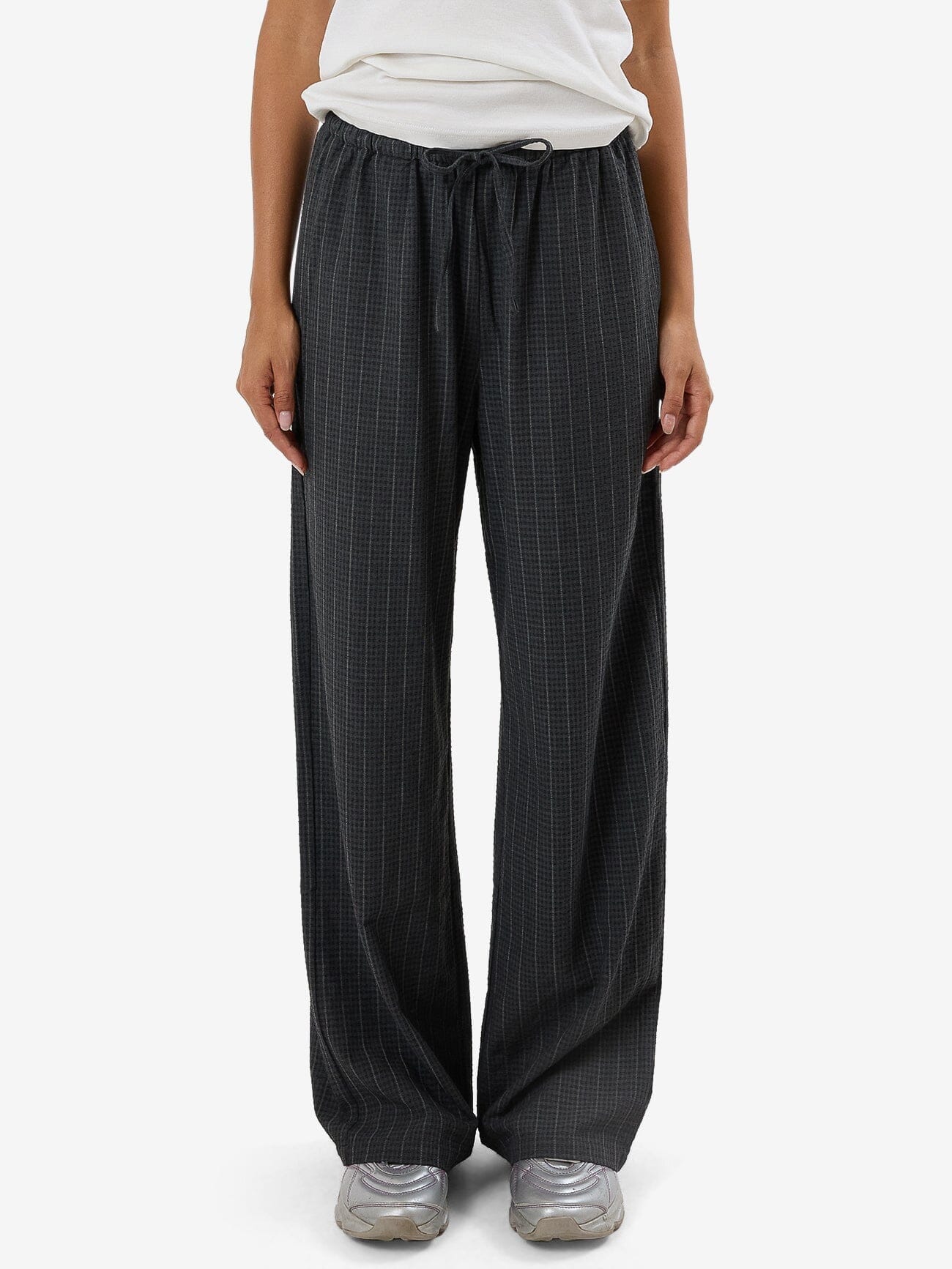 Colby Drawstring Pant - Charcoal Pinstripe 4
