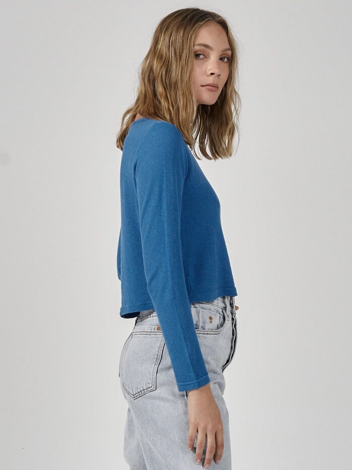 Hemp Paper Rib LS Mini Tee - Lapis Blue