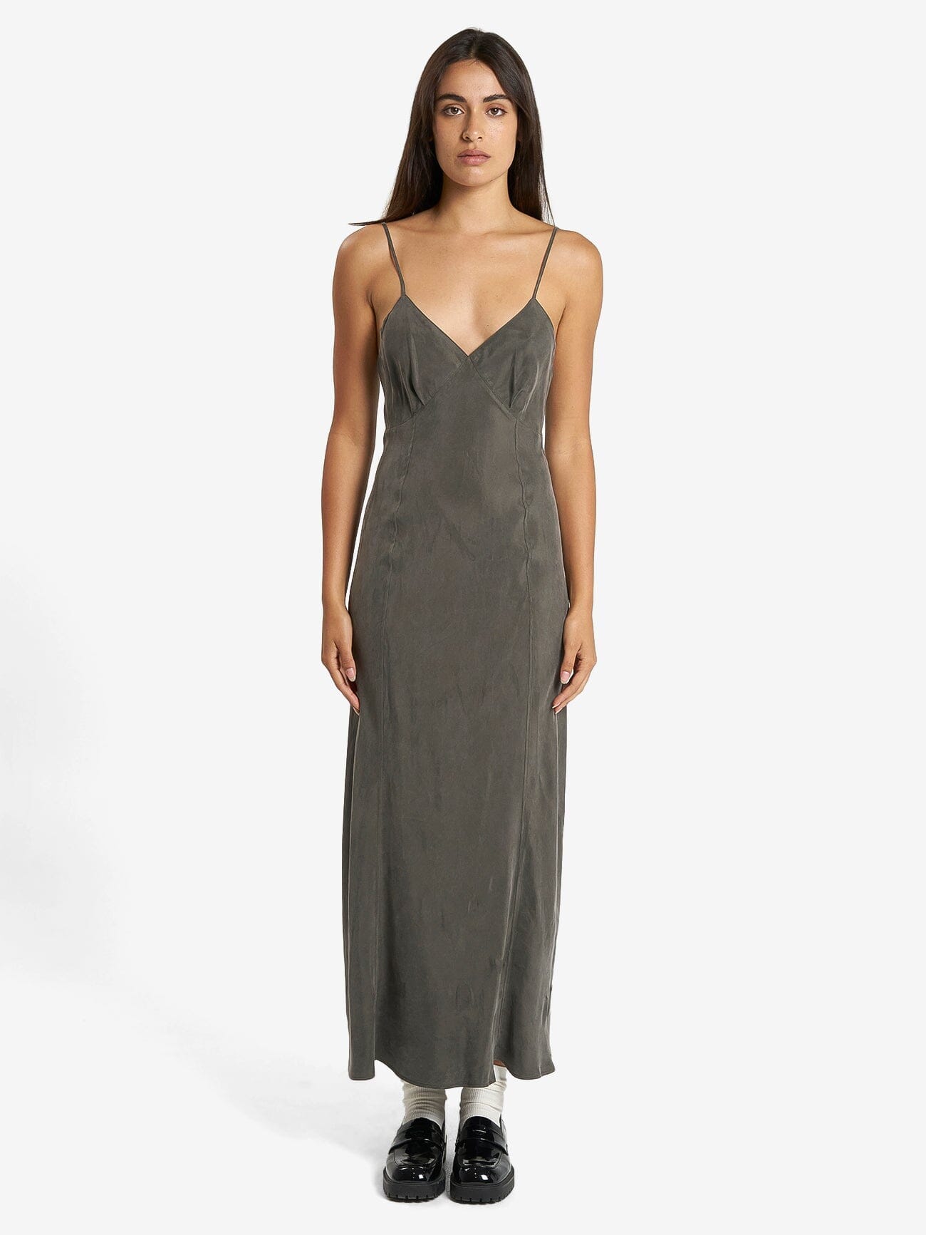Chelsea Full Length Slip Dress - Truffle