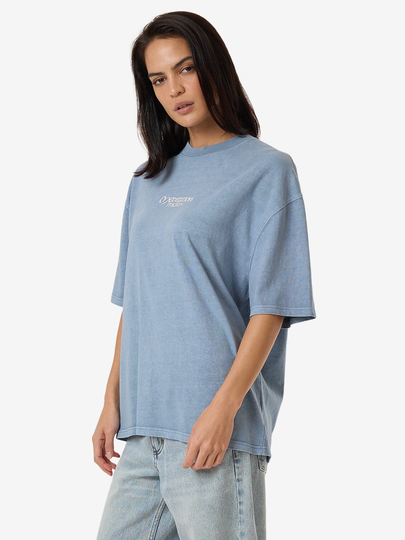 Meditation Practice Oversized Tee - Dusty Blue 4