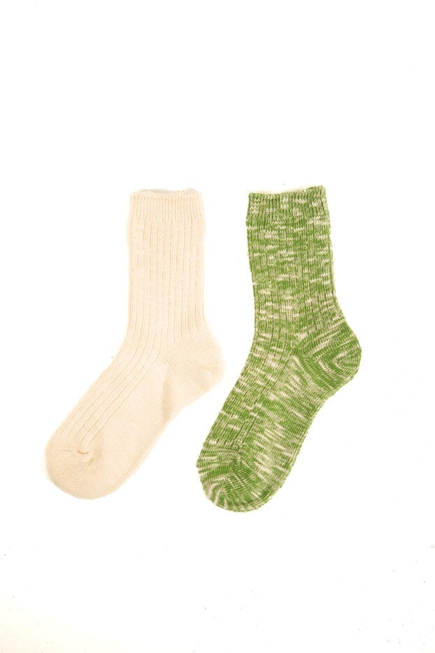Thrills Pinch Slub 2 Pack Sock - Unleached-Kiwi Green