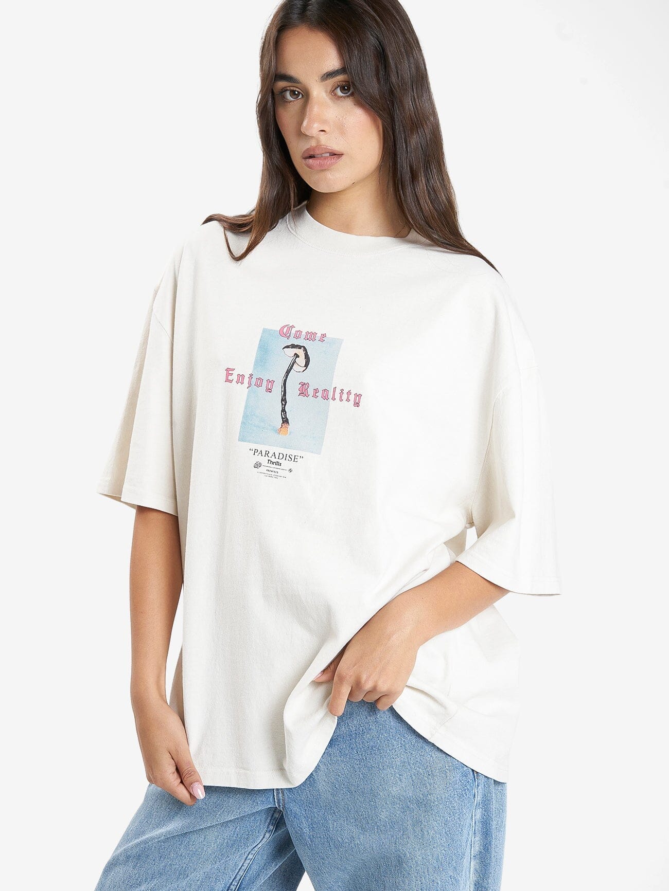 Reality Check Oversized Tee - Heritage White 4