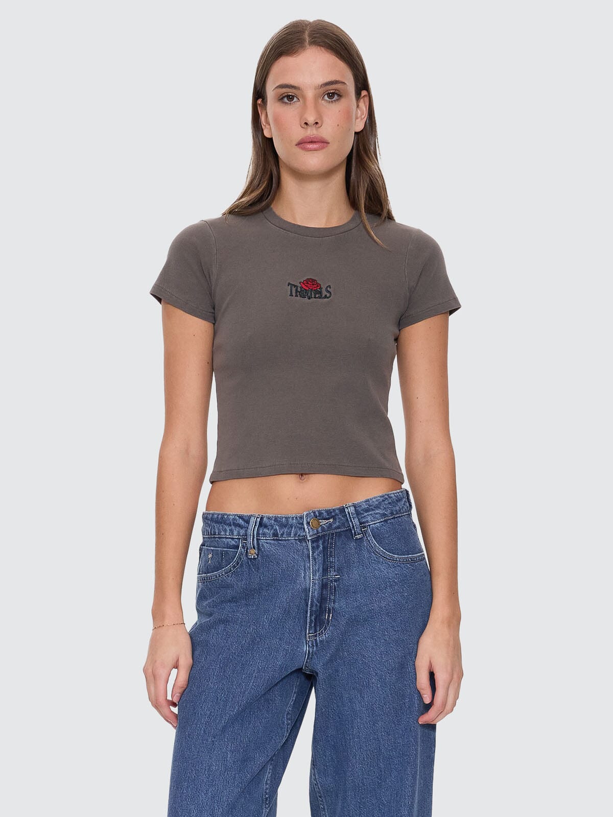 Bed Of Roses Mini Tee - Charcoal Rose