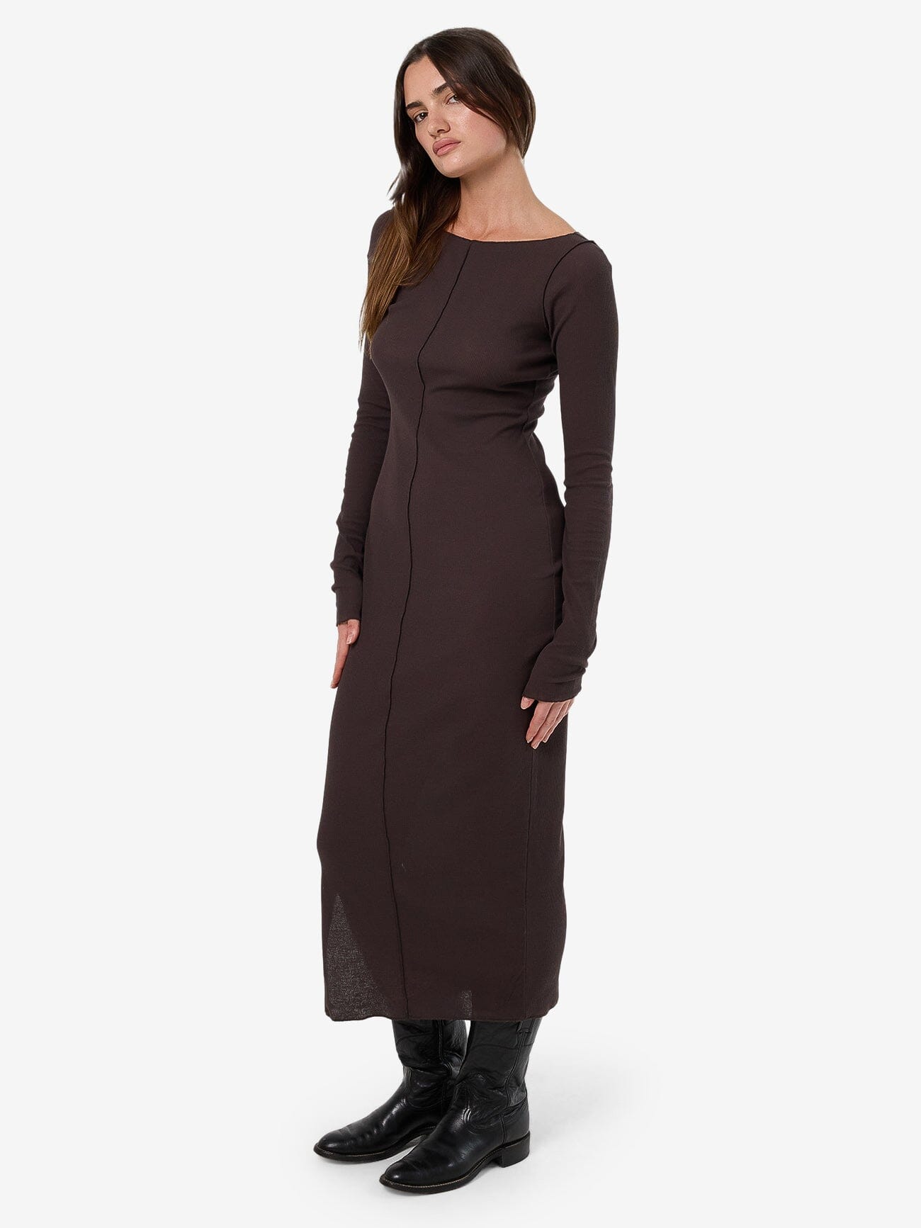 Jordi Boat Neck Maxi Dress - Dark Charcoal 4