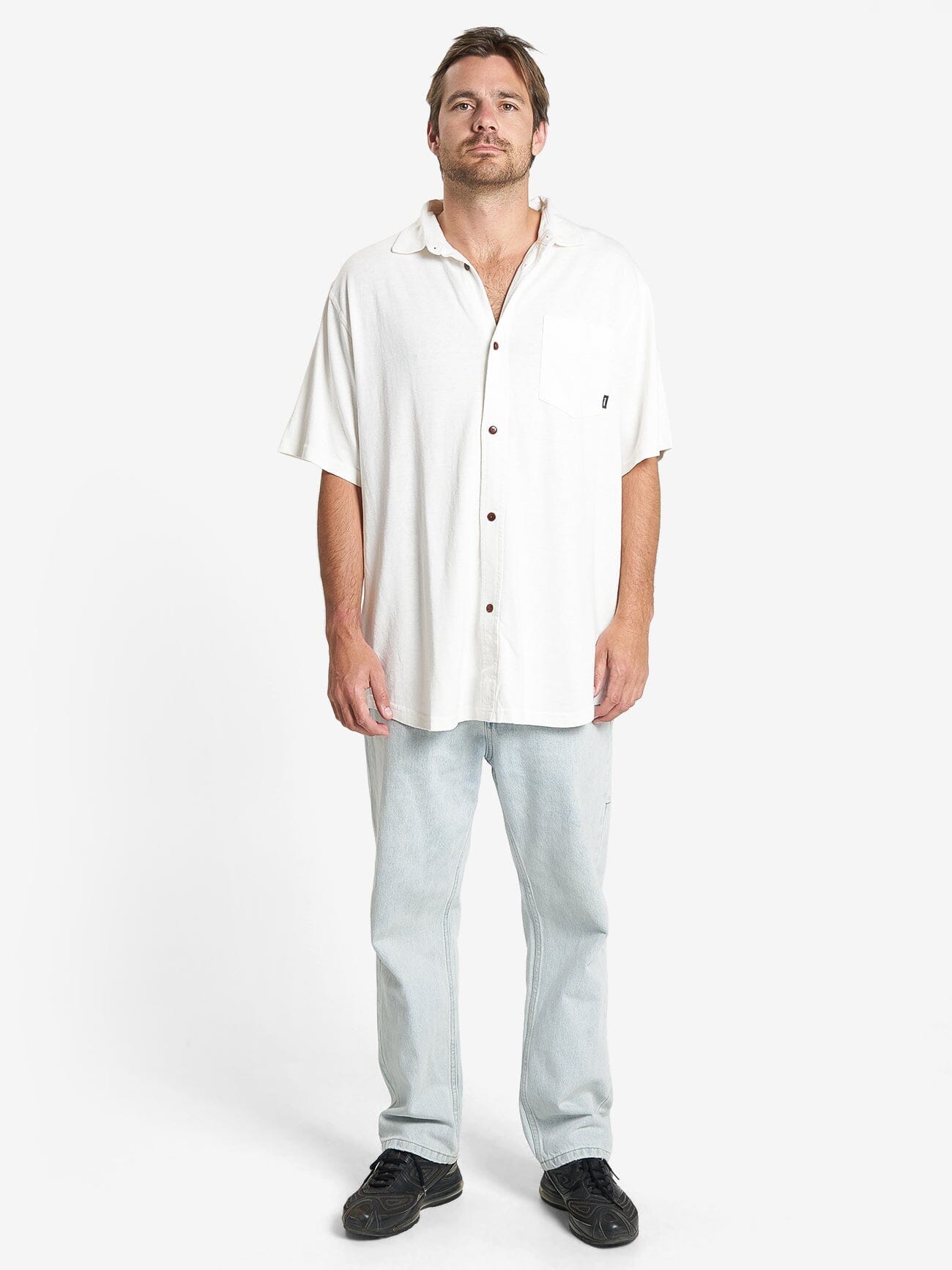 Hemp Thrills Oversized Short Sleeve Shirt - Dirty White