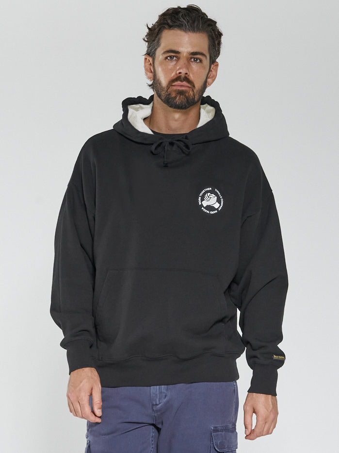 Hard Yakka x Thrills Work Together Slouch Pull On Hood - Washed Black