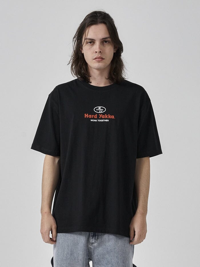 Hard Yakka x Thrills Union Oversize Fit Tee - Black