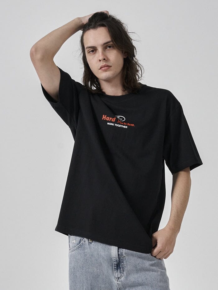 Hard Yakka x Thrills Union Oversize Fit Tee - Black