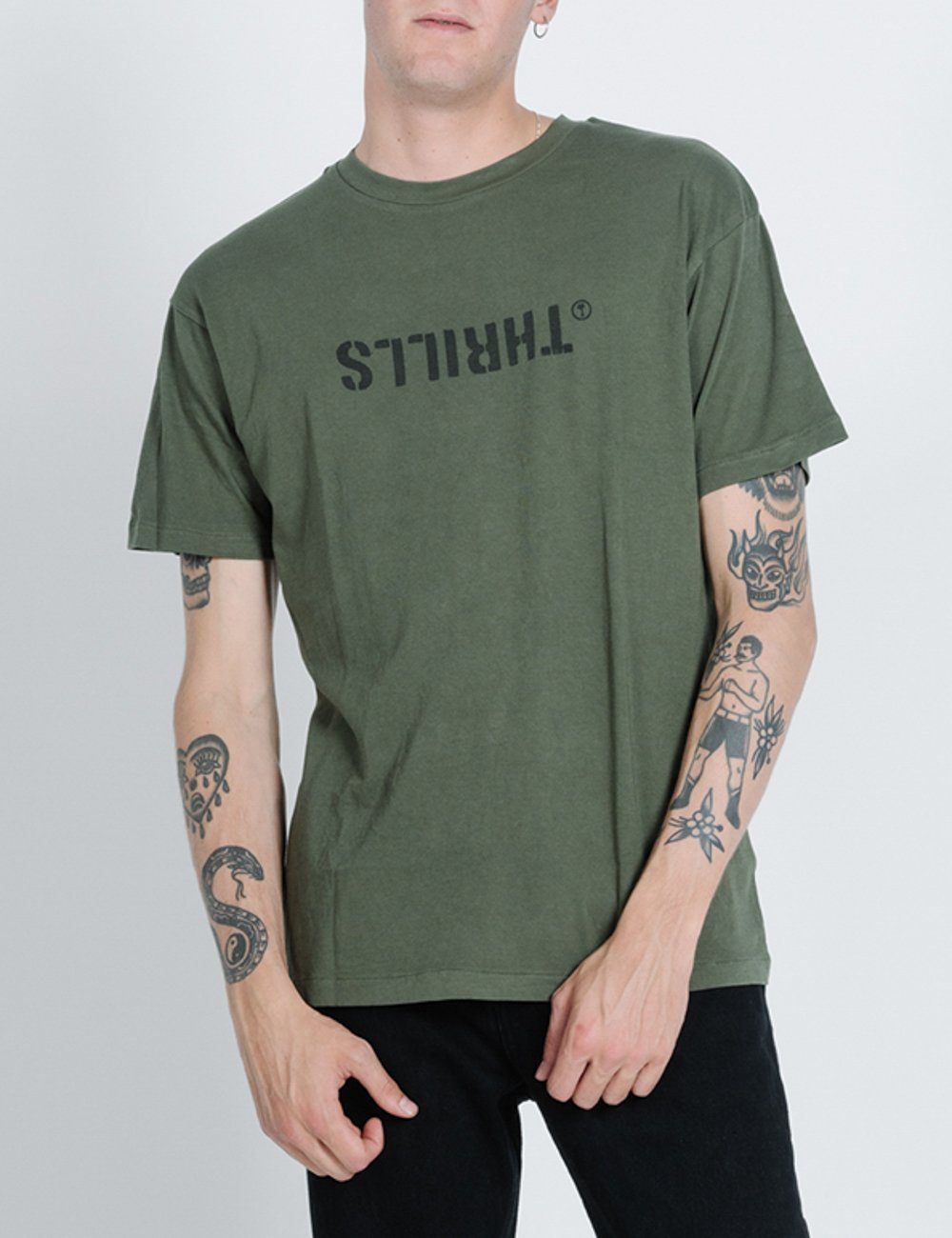 Division Box Fit Tee - Dark Olive