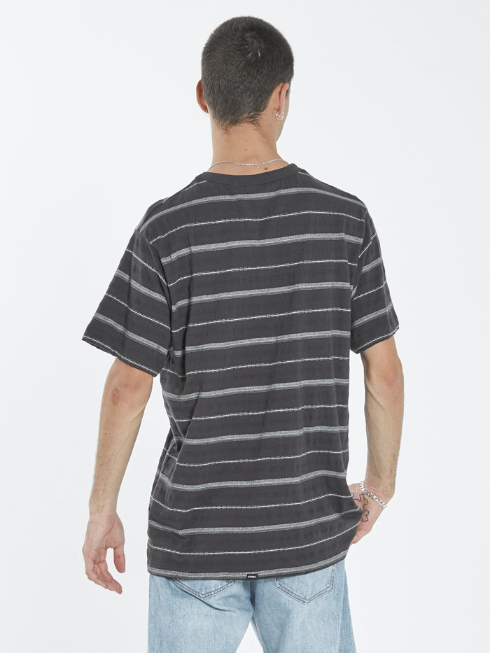 Minimal Thrills Stripe Merch Fit Pocket Tee - Postal Brown