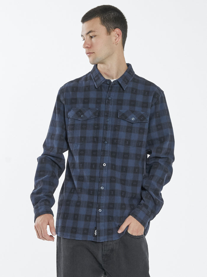 Liste Long Sleeve Flannel Shirt - Navy