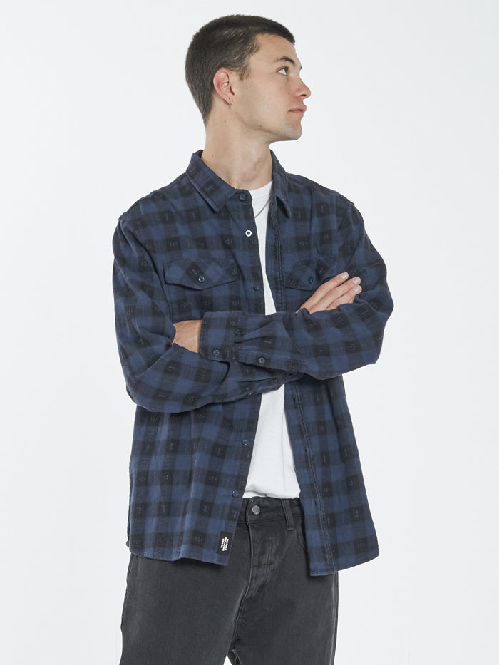 Liste Long Sleeve Flannel Shirt - Navy