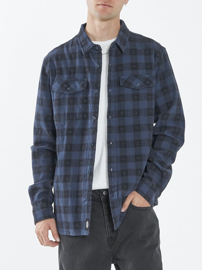 Liste Long Sleeve Flannel Shirt - Navy