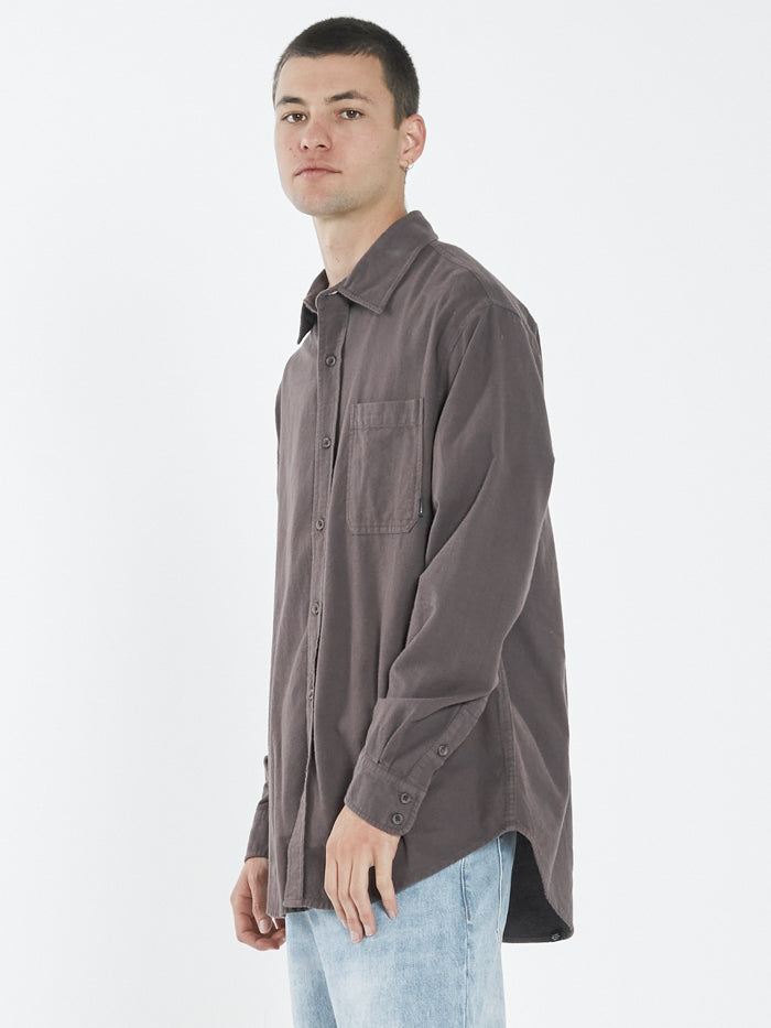 Ops Oversized Long Sleeve Flannel Shirt - Plum