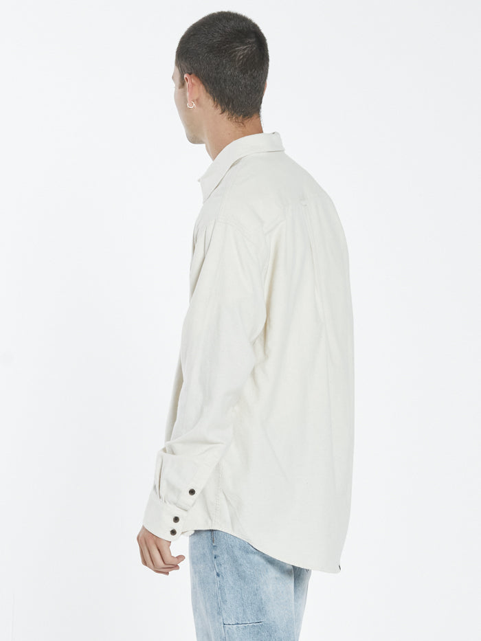 Ops Oversized Long Sleeve Flannel Shirt - Unbleached