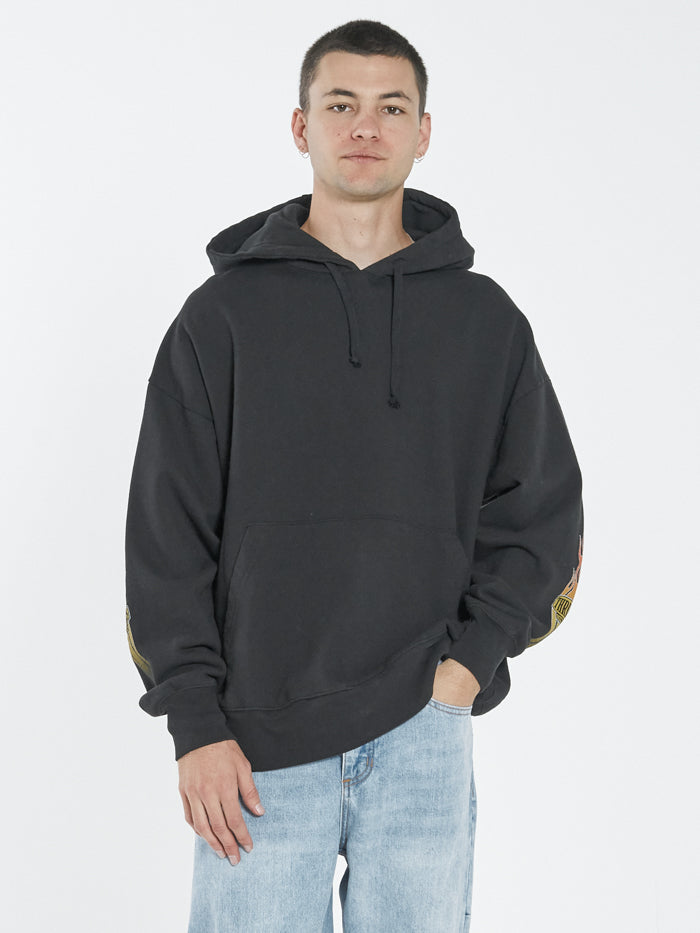 Flaming Dart Slouch Pull On Hood - Black