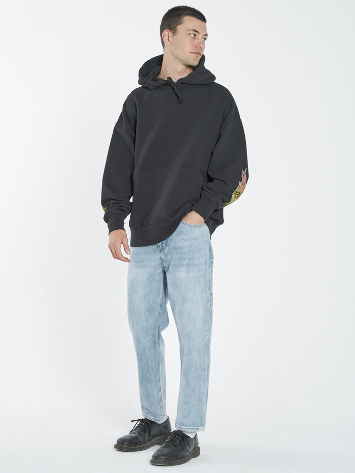 Flaming Dart Slouch Pull On Hood - Black