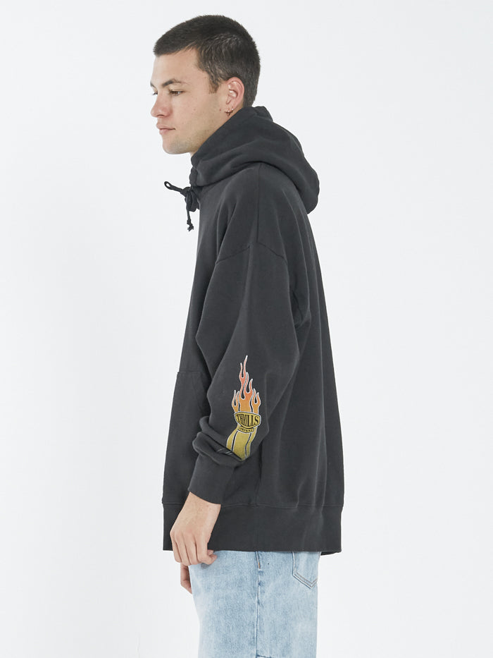 Flaming Dart Slouch Pull On Hood - Black