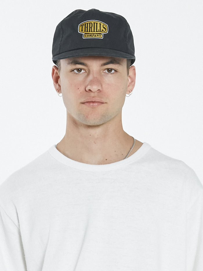 Flaming Dart 5 Panel Cap - Washed Black