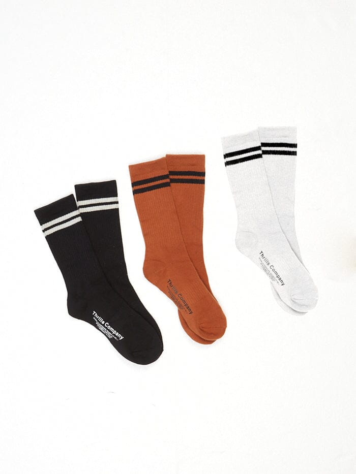 Minimal Thrills 3 Pack Sock - Tofu - Washed Black - Bronze