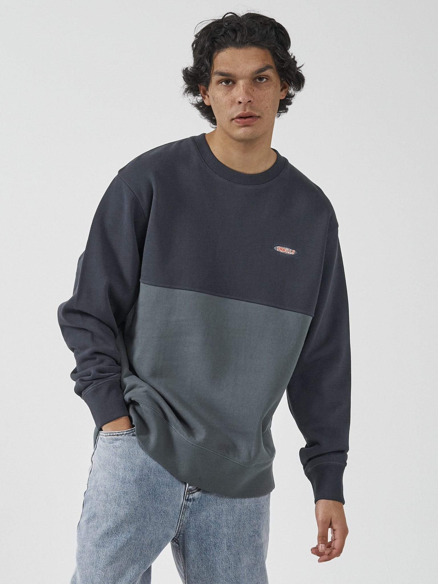 Knowledge Oversize Panel Crew Fleece - Total Eclipse